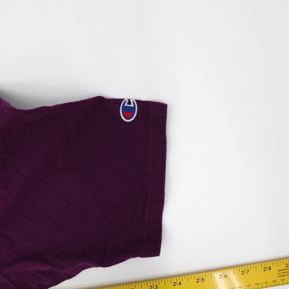 Vintage Champion Shirt Adult Medium Purple Cursive Logo T-Shirt 90s - Picture 4 of 9